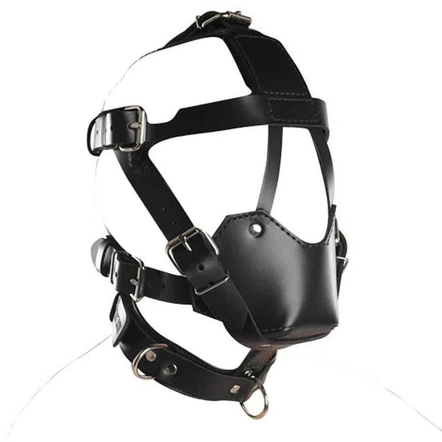 SM Leather Padded Hood Blindfold.Head Harness Mask Gag. BDSM Bondage .Sex Toys For Couples Accessories - buysextoyth