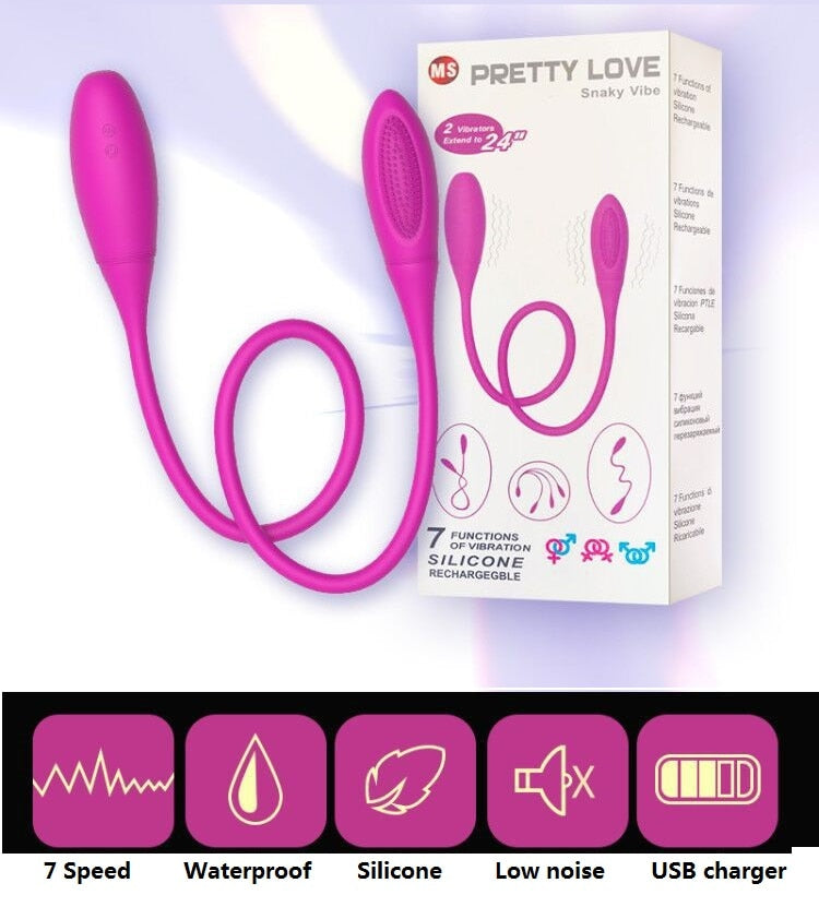 7 Speed Silicone Snaky Double Vibration USB Rechargeable G-spot Vibrator Bullet Adult Sex Products for Couple Toys - buysextoyth