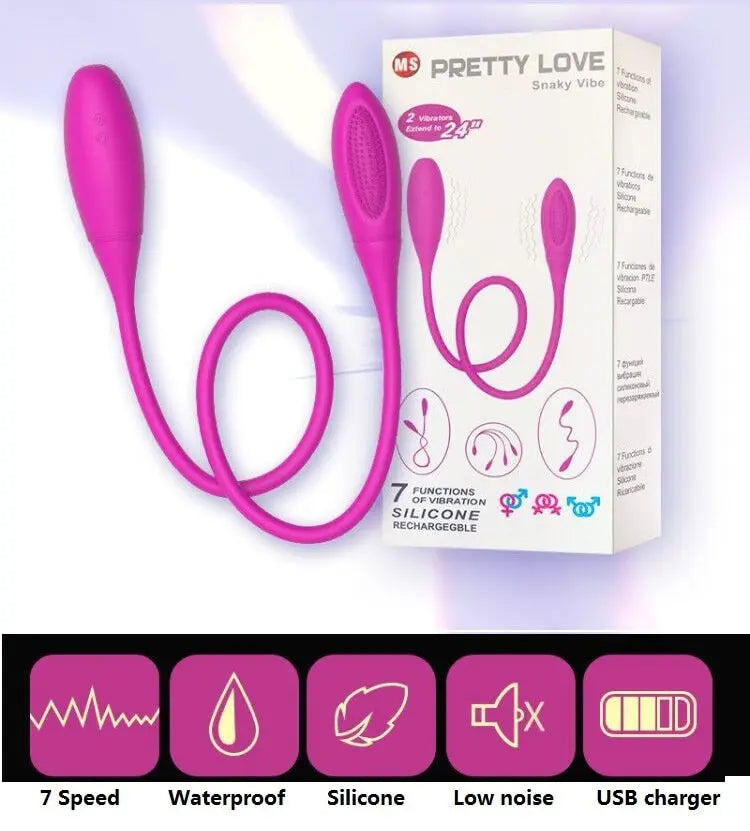 7 Speed Silicone Snaky Double Vibration USB Rechargeable G-spot Vibrator Bullet Adult Sex Products for Couple Toys 33sextoys