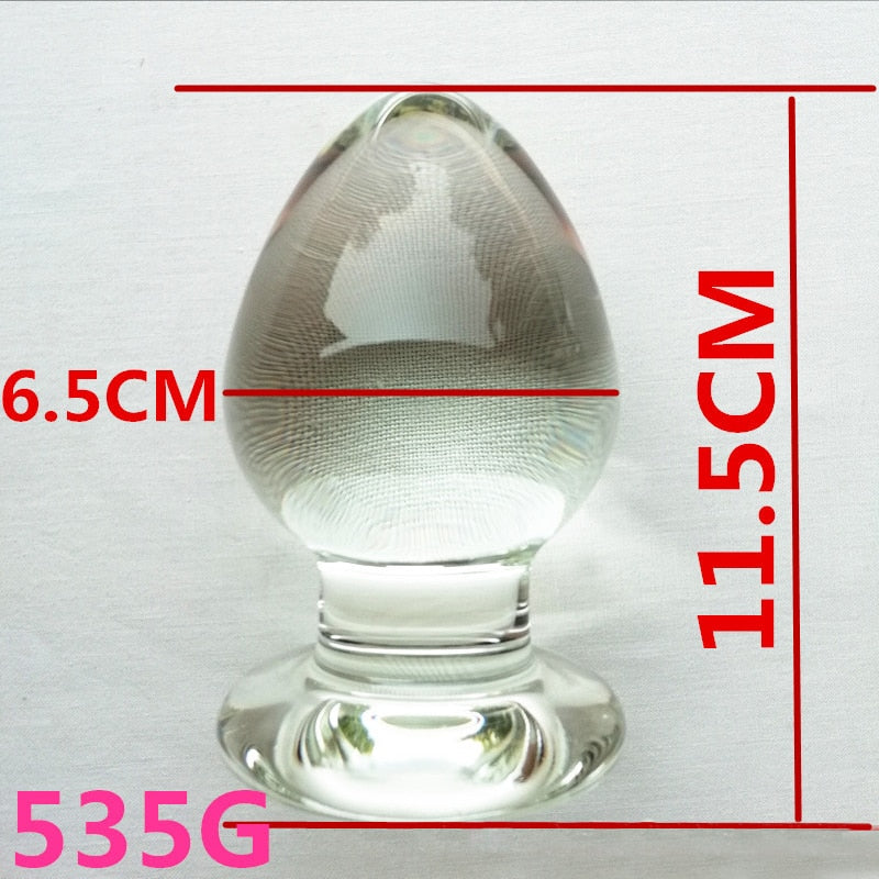 65mm Diameter Smooth Glass Anal Plug G Spot Stimulator Anal Expander Vagina Ball Anus Dilator Sex Toys for Woman Glass Butt Plug - buysextoyth