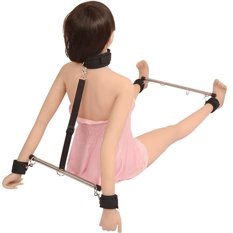 Sex Toys for Woman Bdsm Bondage Set Metal Butt Plug Nylon Restraint Belt Steel Pipe Erotic Handcuffs Adult Flirt Games - buysextoyth