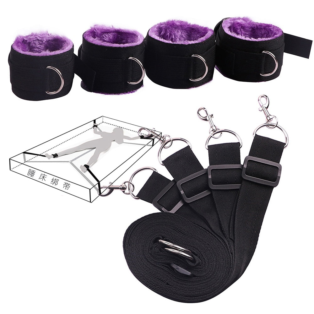 Bed Jam Sex Restraint Kit Adjustable Belt Nylon Handcuffs Ankle Cuffs Under Bed BDSM Bondage Erotic Toys Fixation Adult Game - buysextoyth