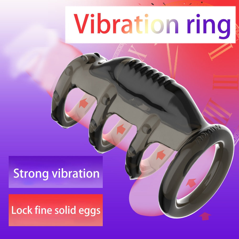 Dick Vibrating Penis Rings for Male Delay Ejaculation Men Sex Toys Silicon Penis Sleeve Ring Cock Ring Men Chastity Cage Device - buysextoyth