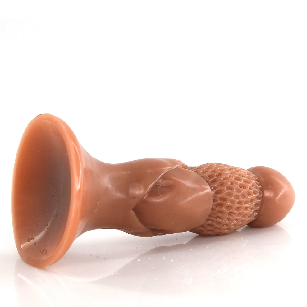 FAAK Mushroom Shape Anal Plug with Suction Cup Dual Layer Silicone Dildos Butt Sex Toys Skin Color Honeycomb Surface Stimulate - buysextoyth