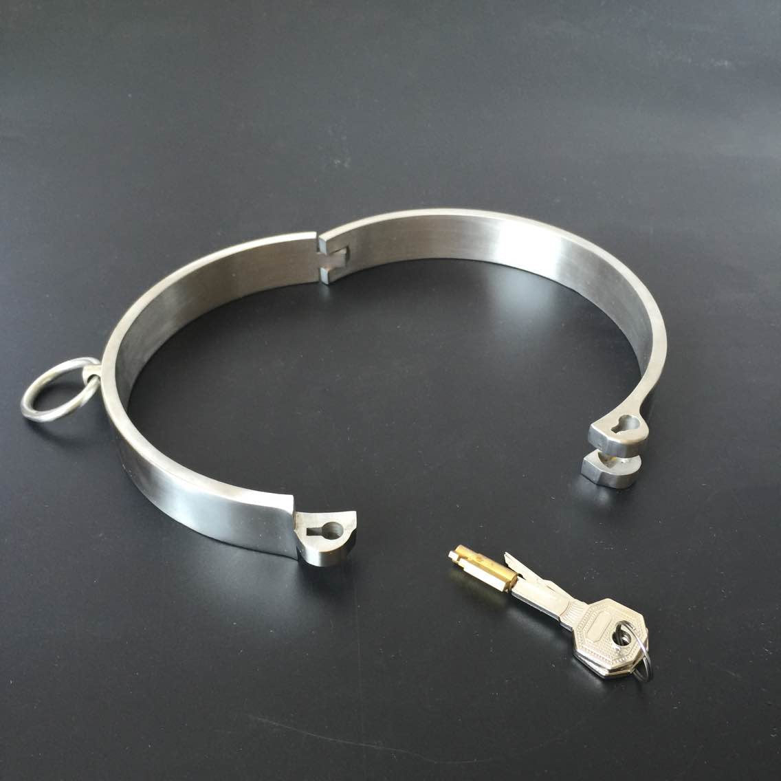Stainless Steel Slave Flirt Wrist Handcuffs Ankle Cuffs Neck Collar Chain BDSM Shackle Bondage Invisiable Lock Fetish Sex Toys - buysextoyth
