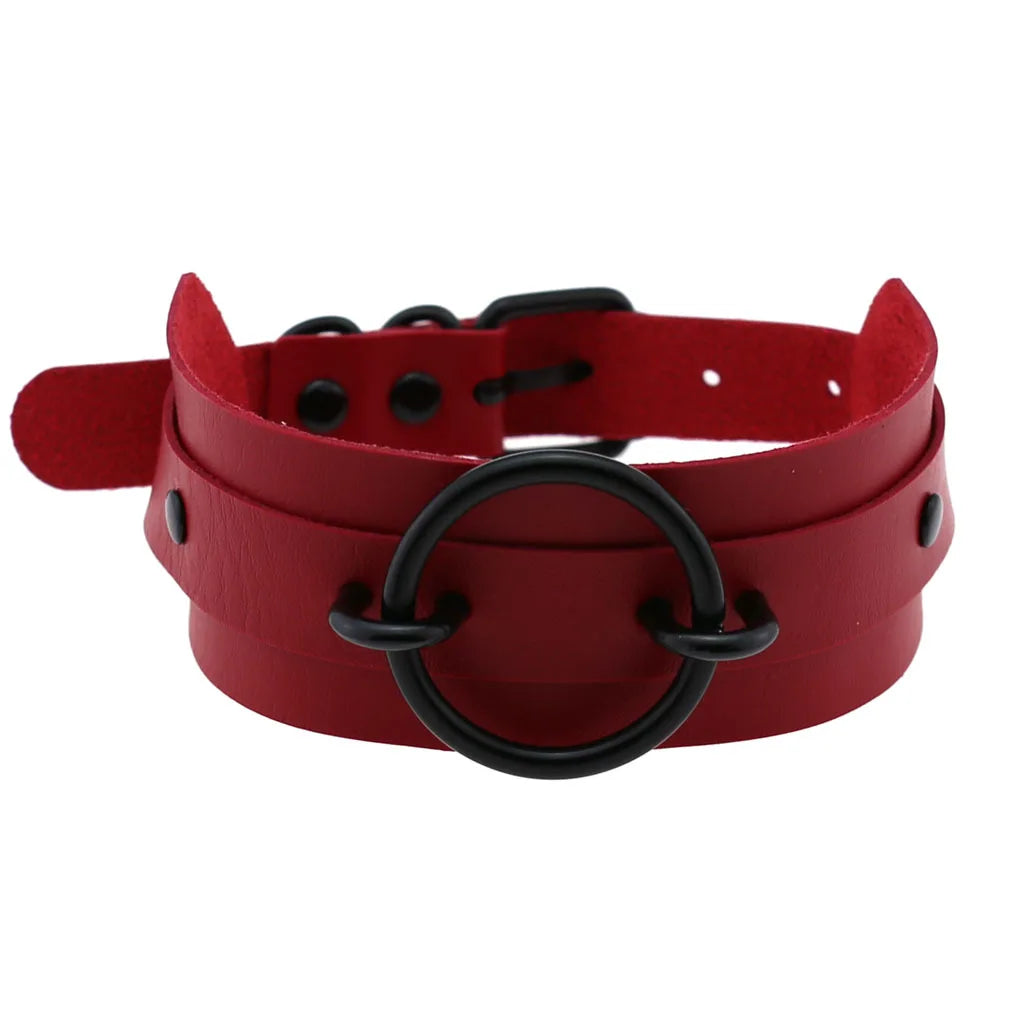 BDSM Punk Black Metal Tassel Red Choker Necklace Sexy Spiked Neck Strap Clavicle Collar Men Necklaces Halloween Women - buysextoyth