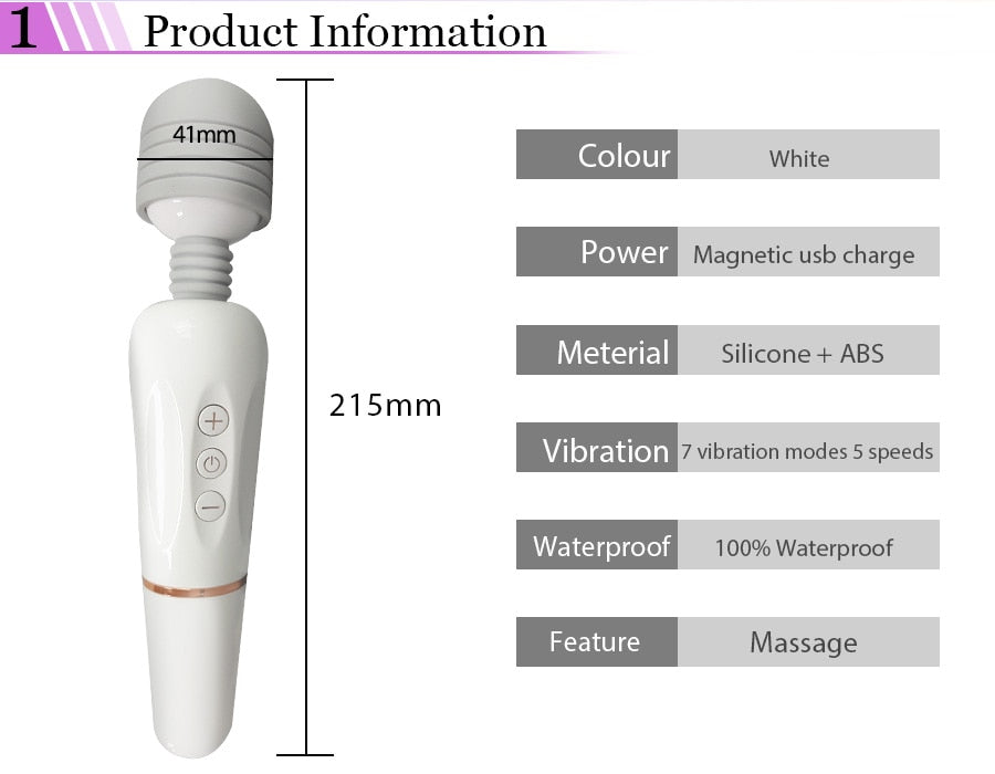 Powerful AV Magic Wand Body Massager USB Charge G Spot Vibrators for Women.Adult Vibrator Sex Toys for Woman.Female Sex Products - buysextoyth