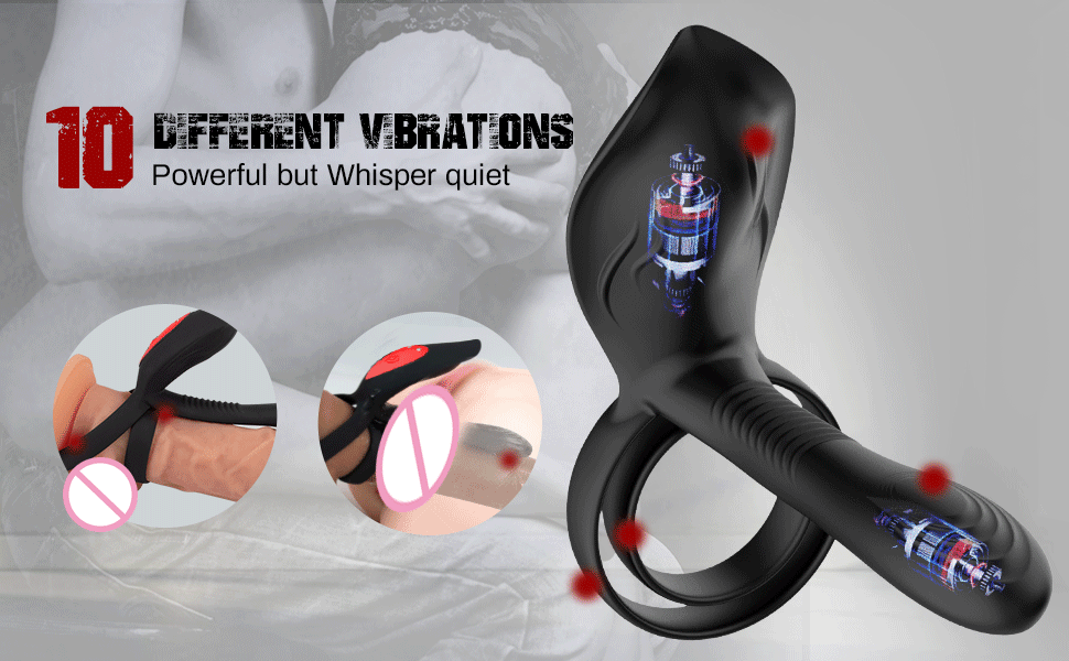 New Couples Delay Ejaculation Penis Vibrator with Double Cock Ring Nipples Massager Adult Sex Toys for Men Clitoris Stimulator - buysextoyth