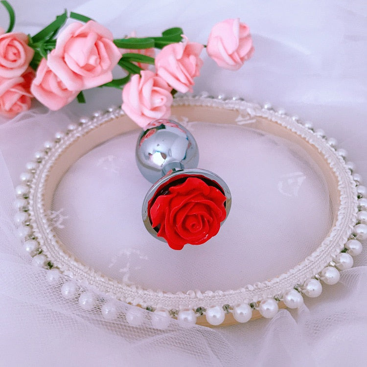 Rose Flower Anal Plug for Men and Women  Masturbator Adult Sex Goods Stainless Steel Butt  Toys  Adults  Products - buysextoyth