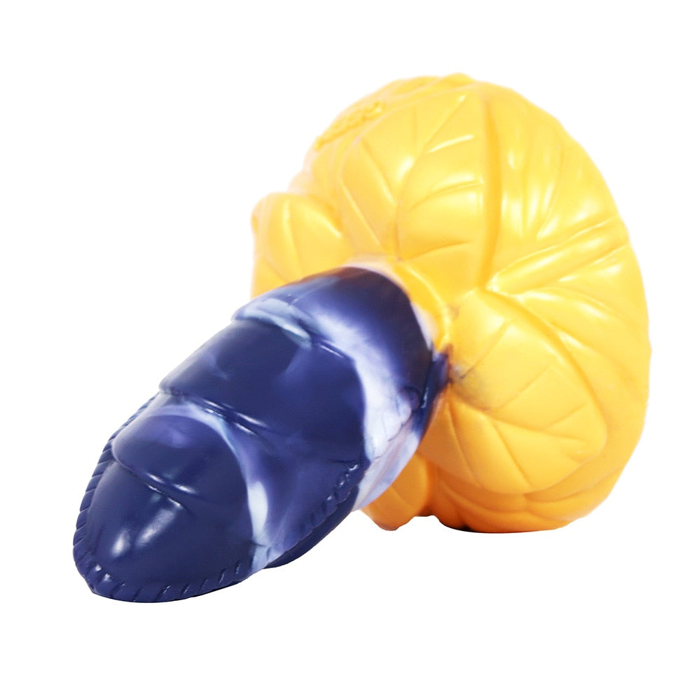 FAAK Large Base Butt Plug Blue and Gold Bud Shape Ribbed Anal Sex Toys with Suction Cup Adult Erotic Products Couple Flirting - buysextoyth