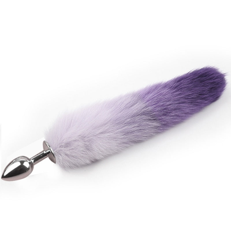 Metal with Gradient Color Fox Analplug Tail Flirting Anal Analplug Dilatation Ass Plug G Point Massage Masturbation Gay Sex Toys - buysextoyth