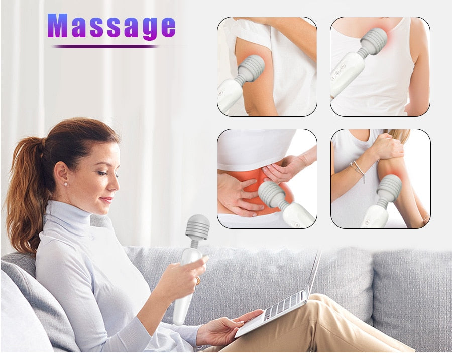 Powerful AV Magic Wand Body Massager USB Charge G Spot Vibrators for Women.Adult Vibrator Sex Toys for Woman.Female Sex Products - buysextoyth