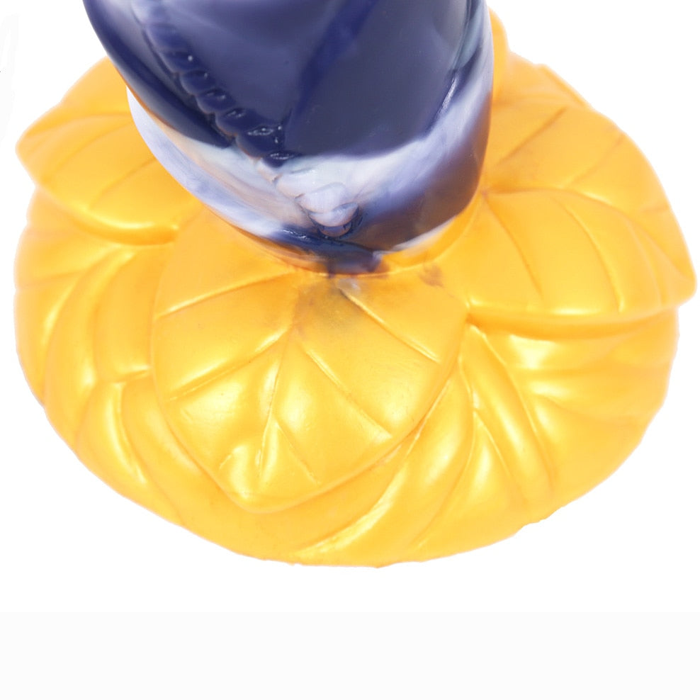FAAK Large Base Butt Plug Blue and Gold Bud Shape Ribbed Anal Sex Toys with Suction Cup Adult Erotic Products Couple Flirting - buysextoyth