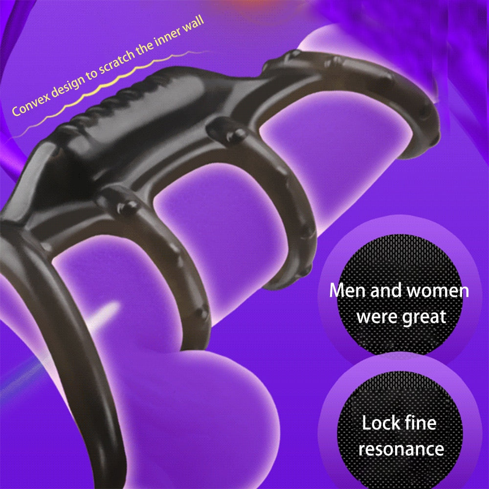 Dick Vibrating Penis Rings for Male Delay Ejaculation Men Sex Toys Silicon Penis Sleeve Ring Cock Ring Men Chastity Cage Device - buysextoyth