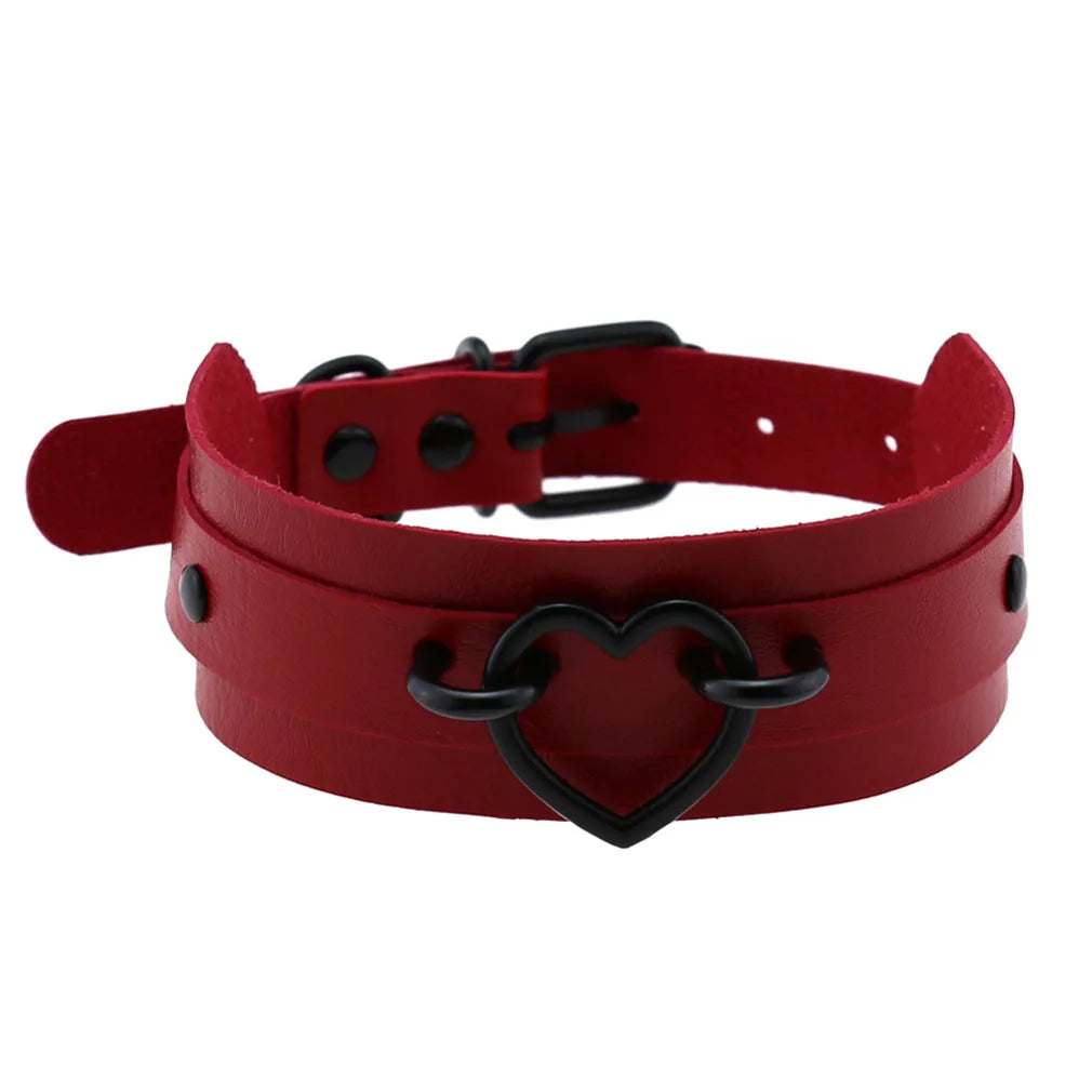 BDSM Punk Black Metal Tassel Red Choker Necklace Sexy Spiked Neck Strap Clavicle Collar Men Necklaces Halloween Women - buysextoyth