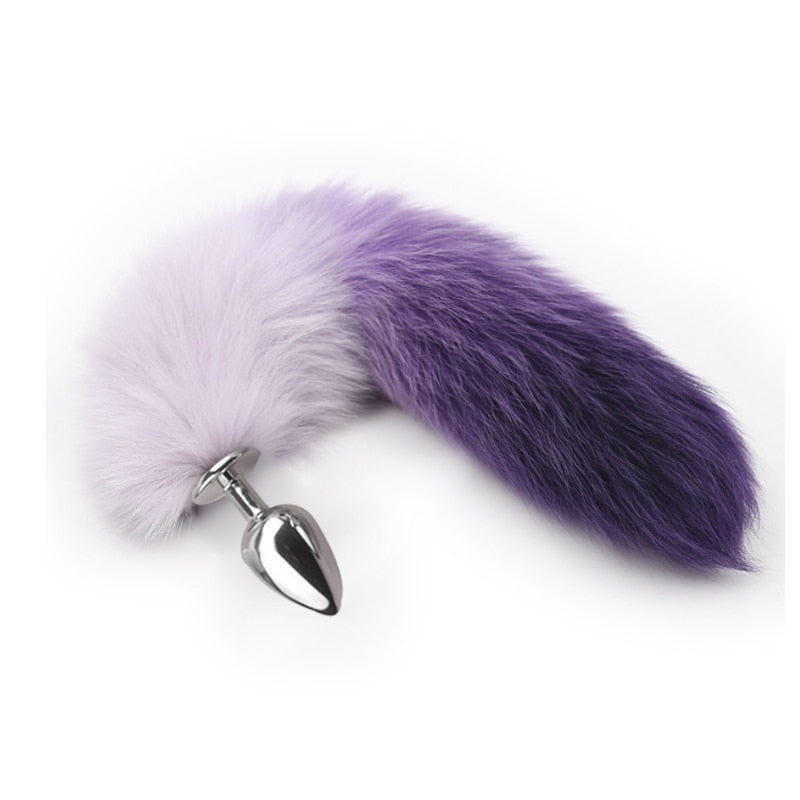 Metal with Gradient Color Fox Analplug Tail Flirting Anal Analplug Dilatation Ass Plug G Point Massage Masturbation Gay Sex Toys - buysextoyth