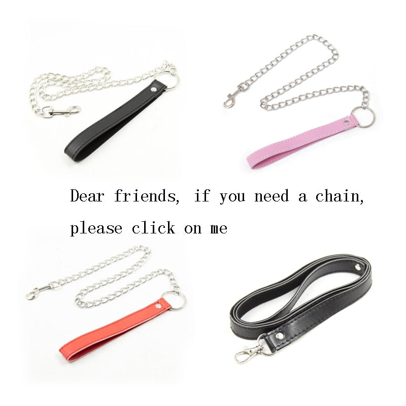 Women Lovely Sailor Moon Leather Collar Lead Chain Bondage Restraints Adult Game BDSM Collars Sex Toys Sex Game Accessories Set - buysextoyth