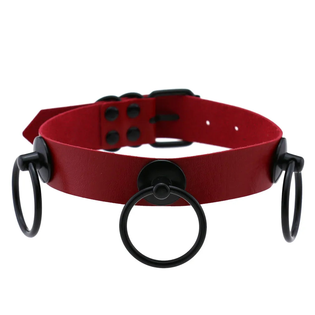BDSM Punk Black Metal Tassel Red Choker Necklace Sexy Spiked Neck Strap Clavicle Collar Men Necklaces Halloween Women - buysextoyth