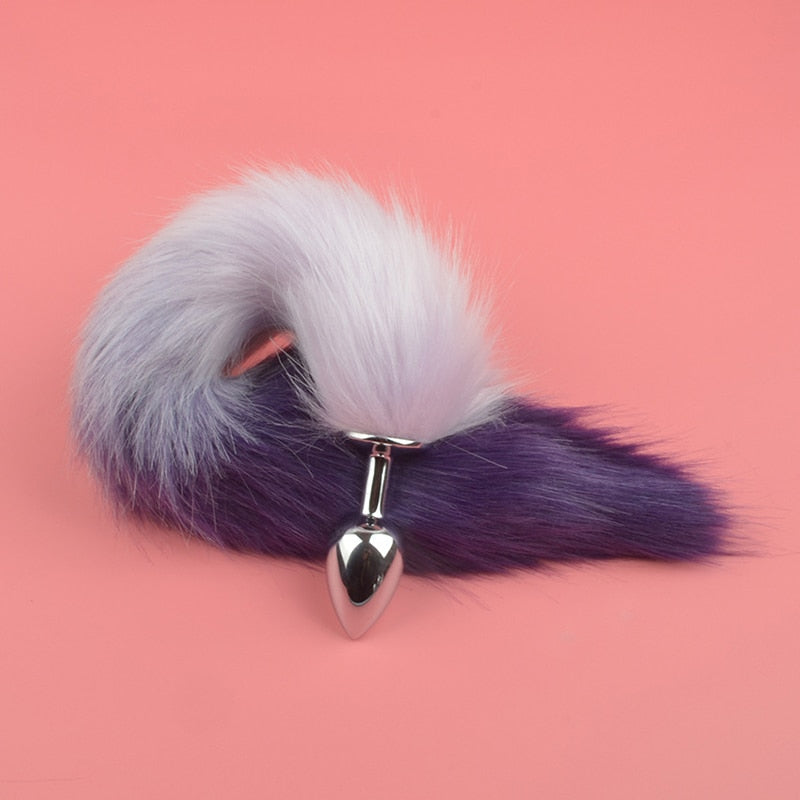 Metal with Gradient Color Fox Analplug Tail Flirting Anal Analplug Dilatation Ass Plug G Point Massage Masturbation Gay Sex Toys - buysextoyth