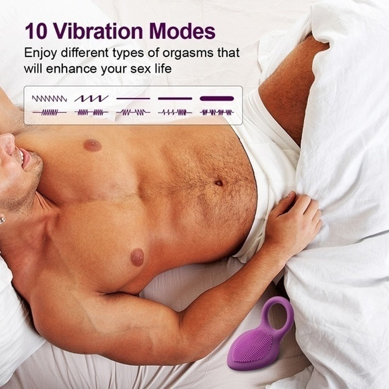 Penis Ring Vibrating Clitoris Stimulator G Spot Sex Toys for Couple Vibro Delay Lick Vagina Orgasm Lock Fine Sleeve Vibrator - buysextoyth
