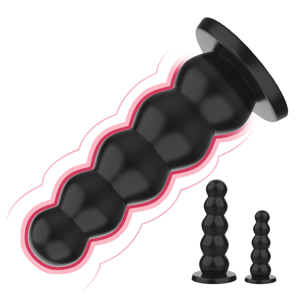 IKOKY Liquid Silicone 5 Beads Big Dildos Anal Plugs Strong Suction Cup Female Male Masturbator Butt Plug Sex Toys for Women Men - buysextoyth