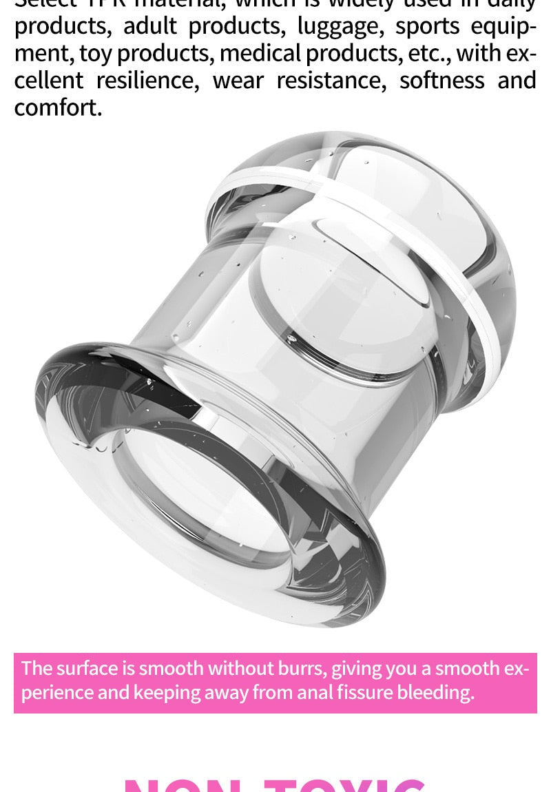 Hollow Anal Plug with Stopper Anal Expander/Tunnel/Toy Transparent Anus Dilation Adult SM Sex Toys for Women Men Couple Lesbian - buysextoyth