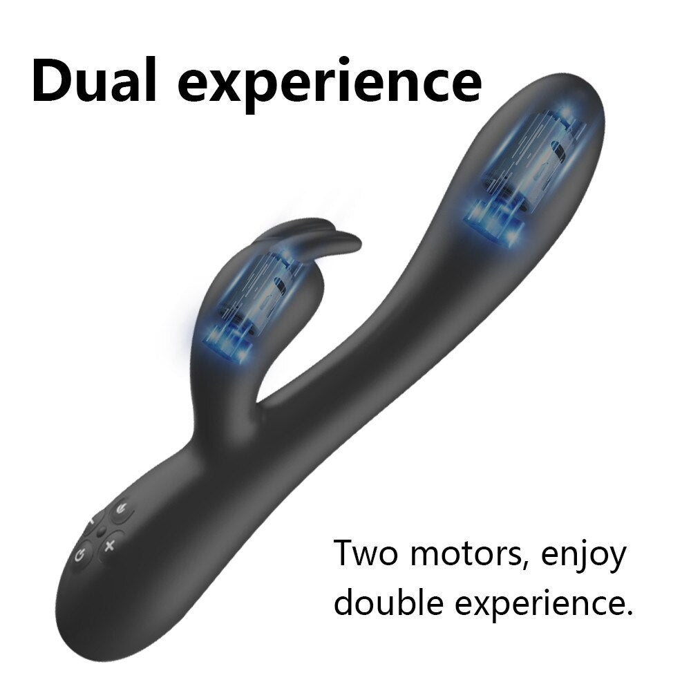 USB Charging Heating AV Rabbit Dildo Vibrator Vagina Clitoris Stimulator G-Spot Adult Game Sex Toys for Women Female Masturbator - buysextoyth