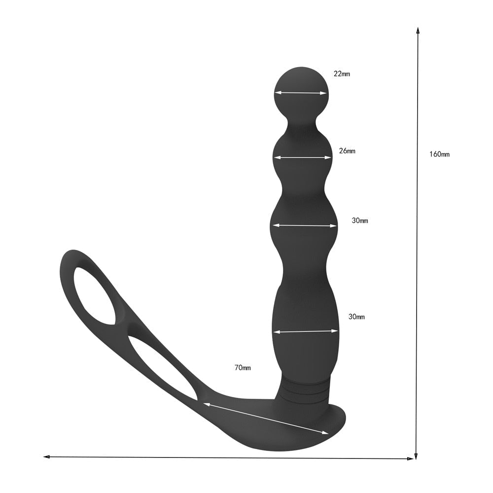 Silicone Anal Butt Plug  Pull Beads with Cock Ring Prostate Massager Anal Balls Vibration Heating  Erotic Anal Sex Toy for Adult - buysextoyth