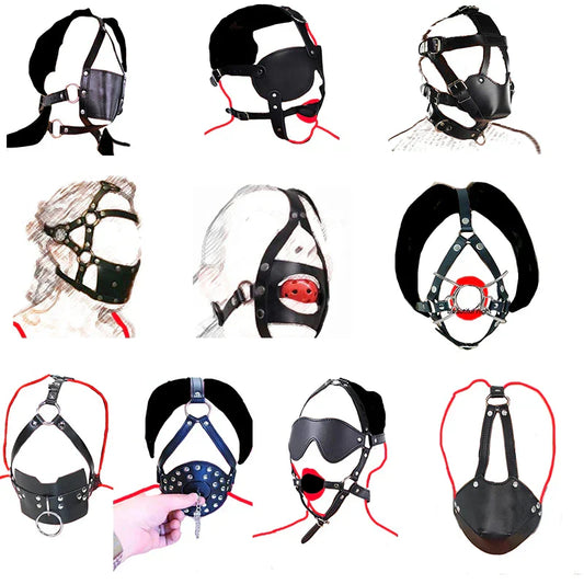 Ring/Spider/Ball Gag BDSM Leather Cover Mouth Mask Bondage. Muzzle Blindfold Restraints.SM Sex Toys For Couples - buysextoyth