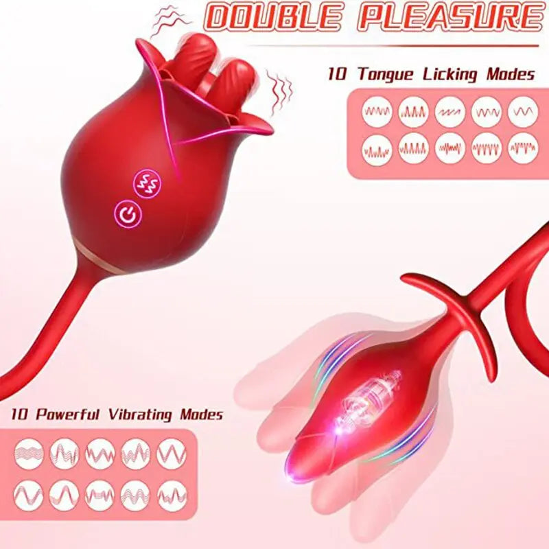 กุหลาบลิ้นเลีย Vibrator ผู้หญิงหัวนมอมควย G Spot Clitoris Masturbation หญิงเซ็กซ์ทอย - buysextoyth