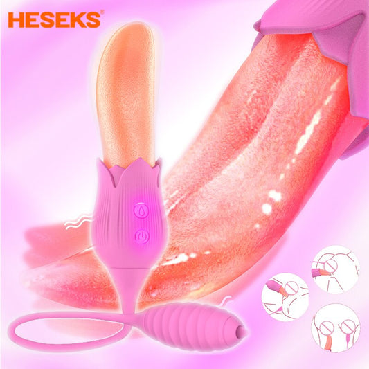 ที่สมจริงลิ้นเลีย Vibrator ไข่สั่น G-Spot Clitoris ช่องคลอดหัวนม Stimulator หญิง Masturbator - buysextoyth