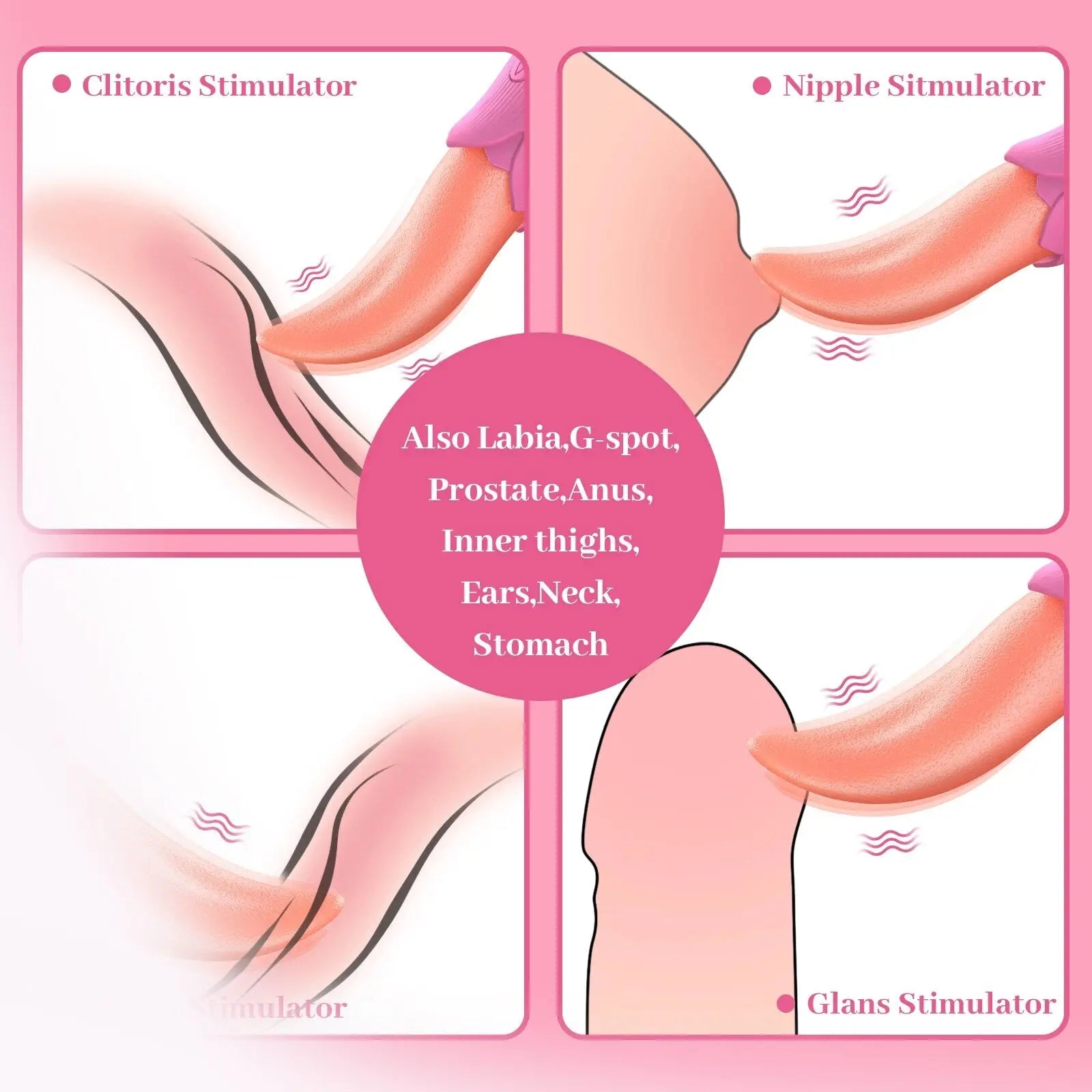 ที่สมจริงลิ้นเลีย Vibrator ไข่สั่น G-Spot Clitoris ช่องคลอดหัวนม Stimulator หญิง Masturbator - buysextoyth