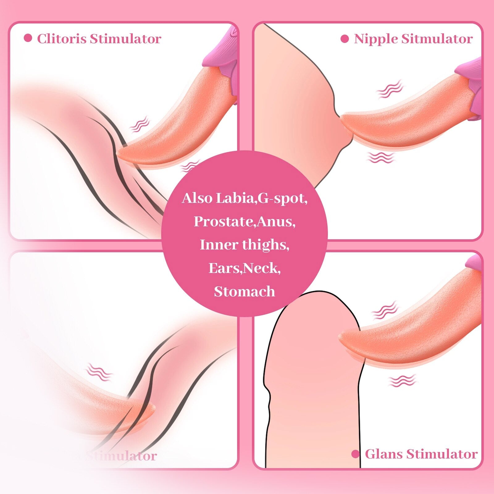 ที่สมจริงลิ้นเลีย Vibrator ไข่สั่น G-Spot Clitoris ช่องคลอดหัวนม Stimulator หญิง Masturbator - buysextoyth