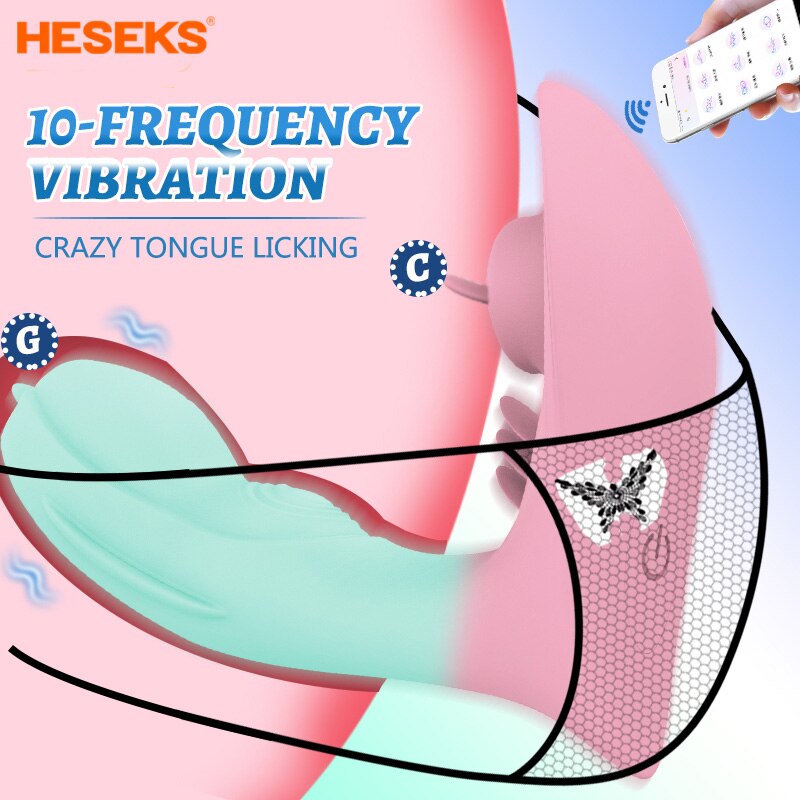 Wearable APP ลิ้นเลีย Vibrator สำหรับผู้หญิง G Spot ช่องคลอด Anal Nipple Clitoris Stimulator เซ็กซ์ทอยสำหรับผู้ใหญ่18 - buysextoyth