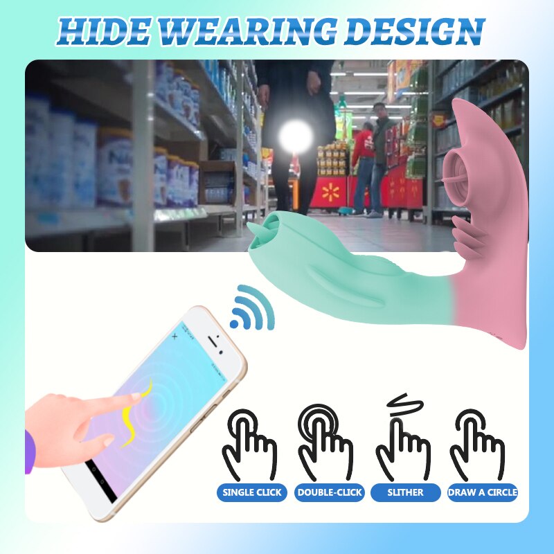 Wearable APP ลิ้นเลีย Vibrator สำหรับผู้หญิง G Spot ช่องคลอด Anal Nipple Clitoris Stimulator เซ็กซ์ทอยสำหรับผู้ใหญ่18 - buysextoyth