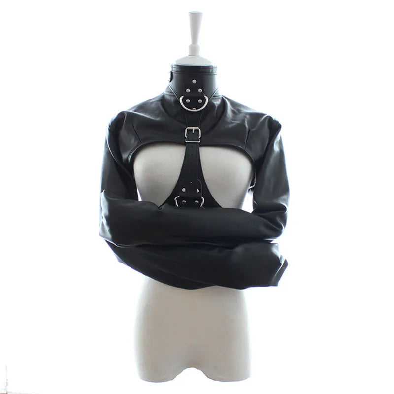 Synthetic Leather Straitjacket BDSM Adult Games Straight Jacket Adjustable Fetish Harness Body Bondage Sex Toy For Women and Men - buysextoyth