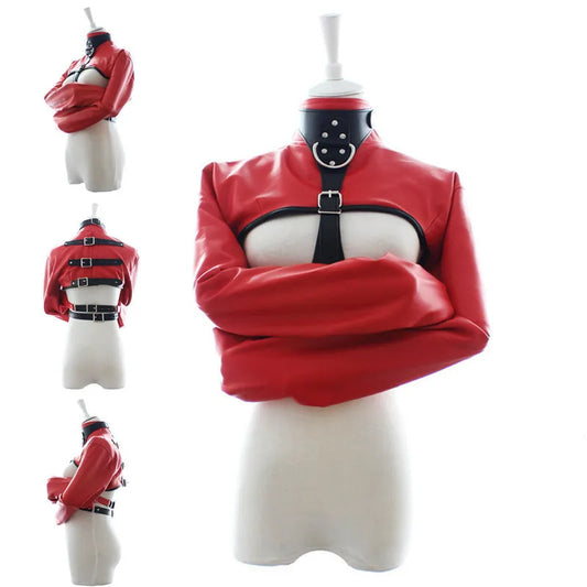 Synthetic Leather Straitjacket BDSM Adult Games Straight Jacket Adjustable Fetish Harness Body Bondage Sex Toy For Women and Men - buysextoyth