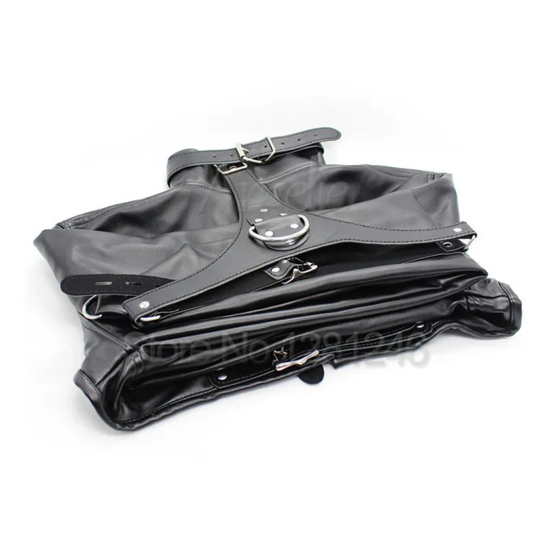 Synthetic Leather Straitjacket BDSM Adult Games Straight Jacket Adjustable Fetish Harness Body Bondage Sex Toy For Women and Men - buysextoyth