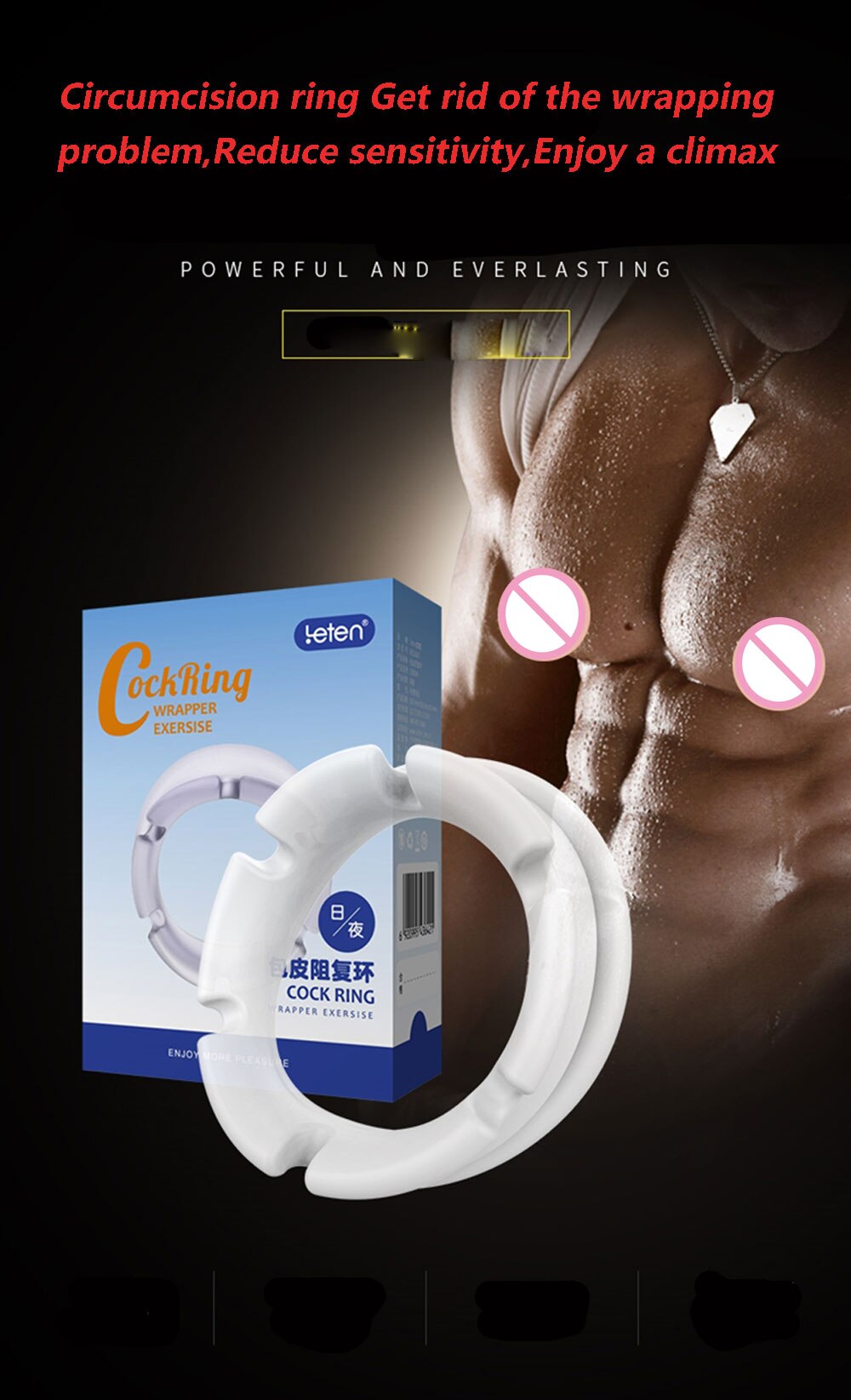 Leten Sex Toy for Men 2018 New Penis Glans Circumcision Ring 2 Types Delay Ejaculation Cock Ring Extend Sex Time Sex Product - buysextoyth