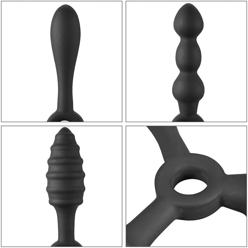 Silicone Butt Vagina Plug 3 In 1 Erotic Anal Sex Toy Anal Beads Butt Plug Anus Prostate Stimulator Massager Anal for Women Men - buysextoyth