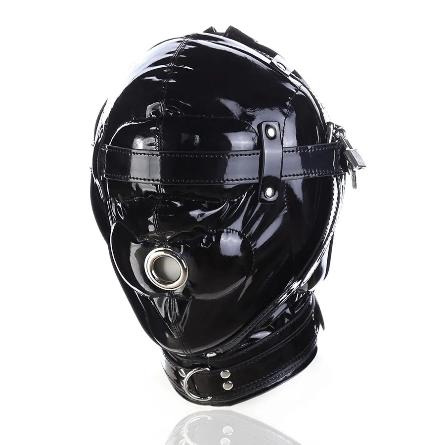 SM Leather Padded Hood Blindfold.Head Harness Mask Gag. BDSM Bondage .Sex Toys For Couples Accessories - buysextoyth