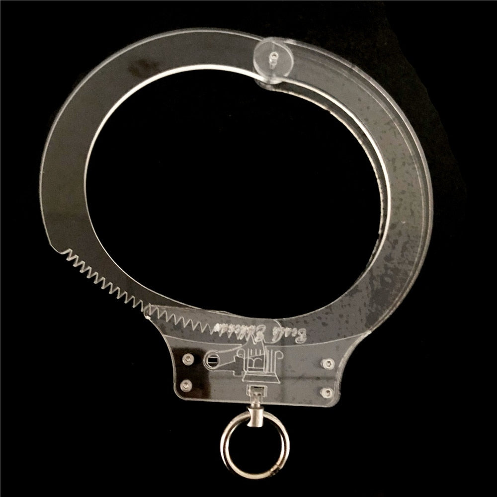 Latest Clear Crystal Adjustable Restraint Necklet Collar with Metal Ring Restraint Adult Bondage Bdsm Sex Toy for Male Female - buysextoyth