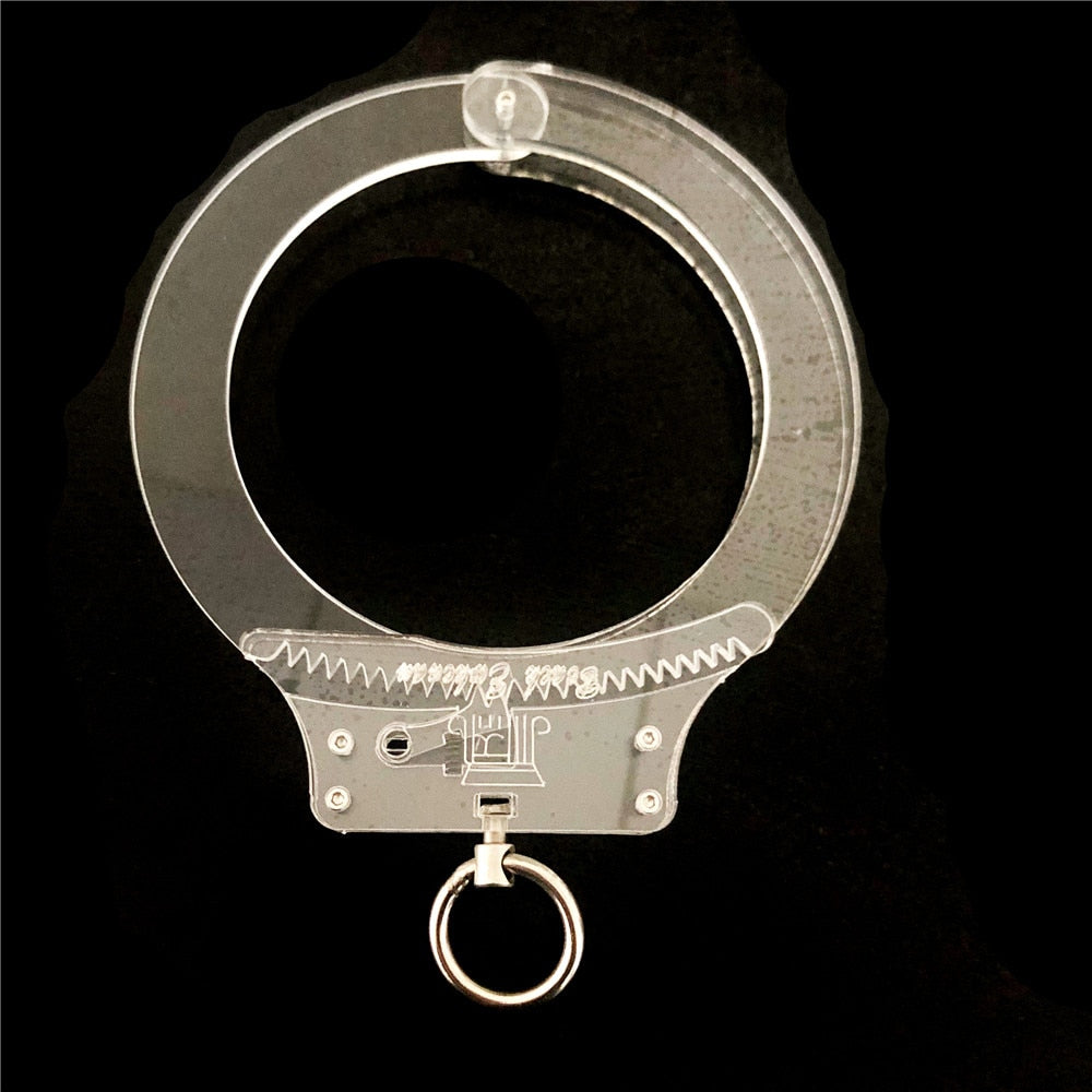 Latest Clear Crystal Adjustable Restraint Necklet Collar with Metal Ring Restraint Adult Bondage Bdsm Sex Toy for Male Female - buysextoyth