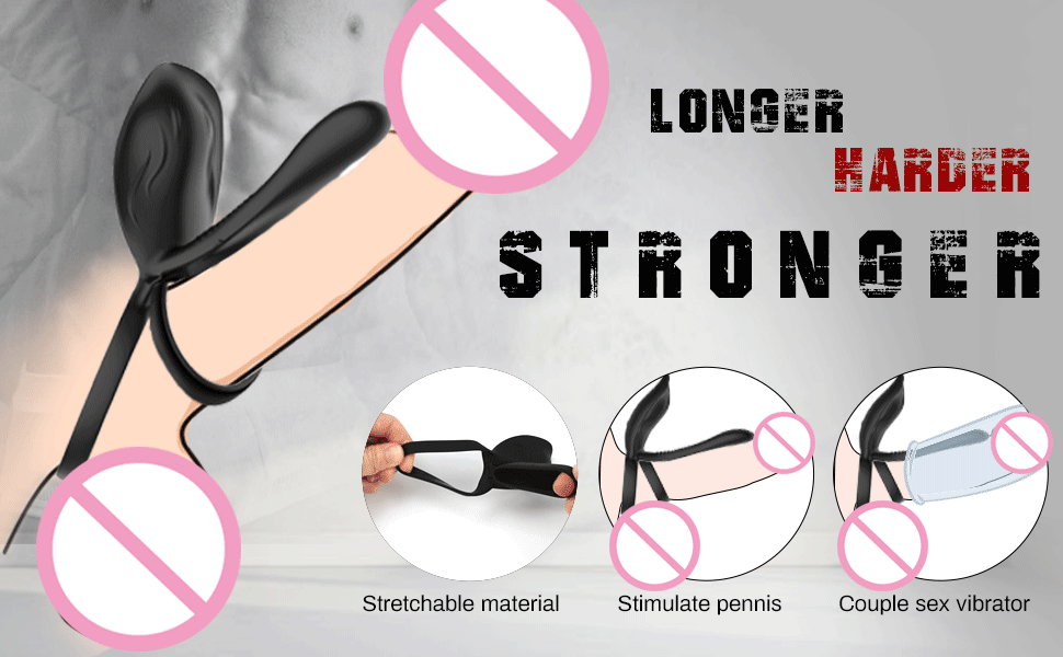 New Couples Delay Ejaculation Penis Vibrator with Double Cock Ring Nipples Massager Adult Sex Toys for Men Clitoris Stimulator - buysextoyth
