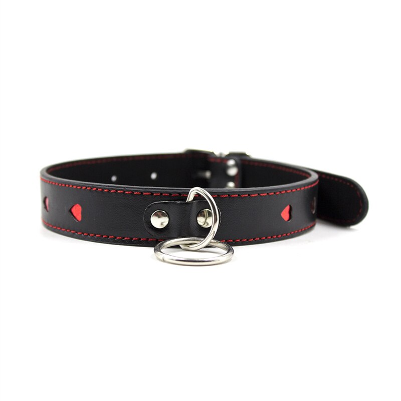 BDSM Adjustable PU Leather Chain Collar with Leash Sex Bondage Fetishs Necklace Adult Game for Woman Neck Ring Sex Toys - buysextoyth