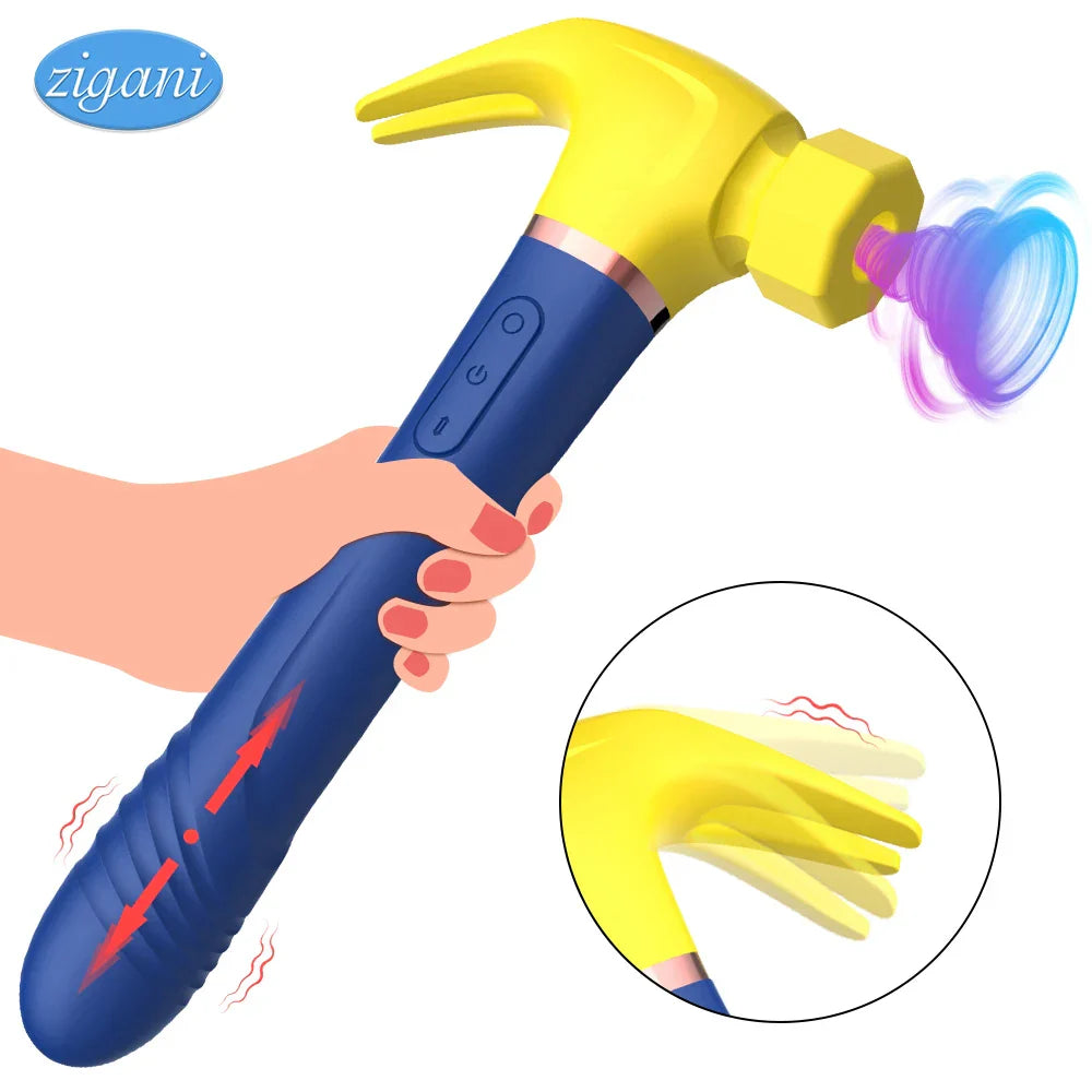 Hammer Vibrator Multifunctional Sex Machine G Spot Stimulation Telescopic Dildo Vaginal Massage Clit Sucking Female Masturbator - buysextoyth
