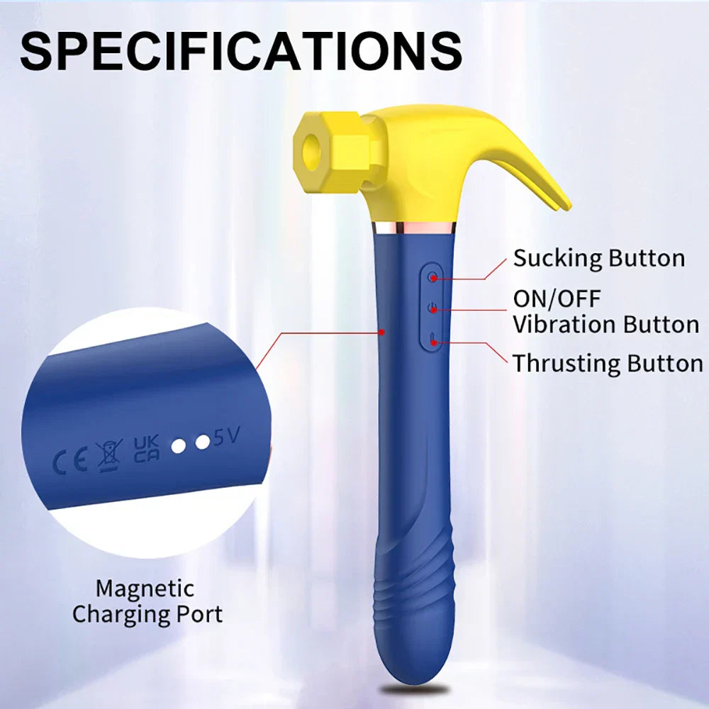 Hammer Vibrator Multifunctional Sex Machine G Spot Stimulation Telescopic Dildo Vaginal Massage Clit Sucking Female Masturbator - buysextoyth