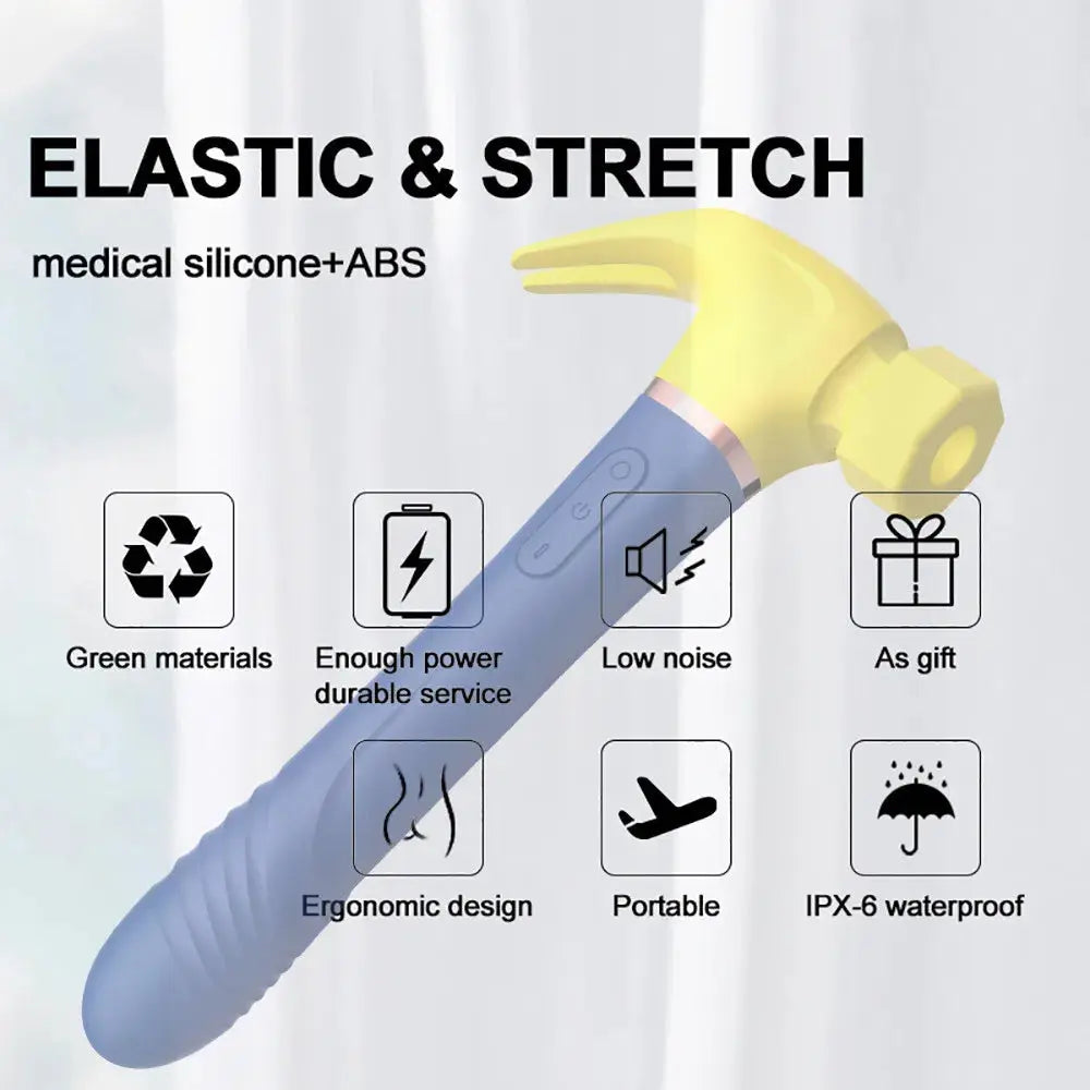 Hammer Vibrator Multifunctional Sex Machine G Spot Stimulation Telescopic Dildo Vaginal Massage Clit Sucking Female Masturbator - buysextoyth