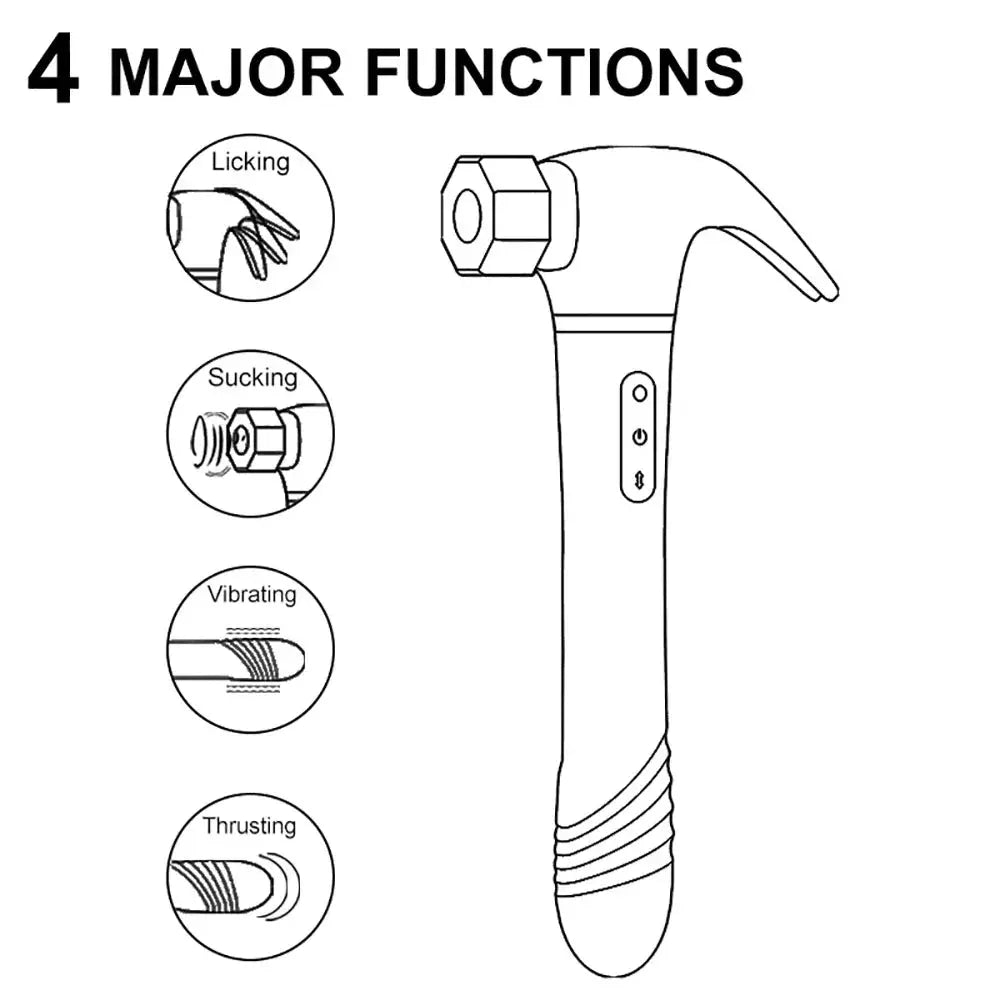 Hammer Vibrator Multifunctional Sex Machine G Spot Stimulation Telescopic Dildo Vaginal Massage Clit Sucking Female Masturbator - buysextoyth