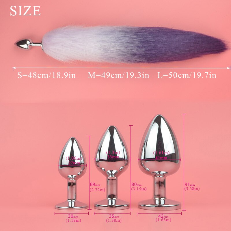 Metal with Gradient Color Fox Analplug Tail Flirting Anal Analplug Dilatation Ass Plug G Point Massage Masturbation Gay Sex Toys - buysextoyth